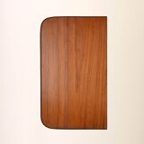 Teak and metal wall-mounted bedside table