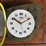 Vintage clock asymmetrical silent wall clock "Maty golden black"