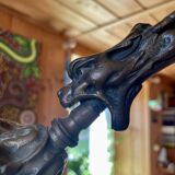 Large bronze chandelier, opaline tulip, early 20th century