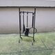 Old Black Wrought Iron Fireplace Servant - 4 Tools