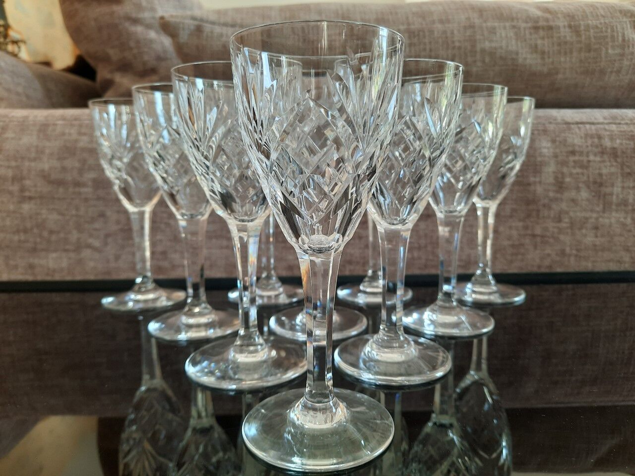 Set of 10 antique crystal glasses