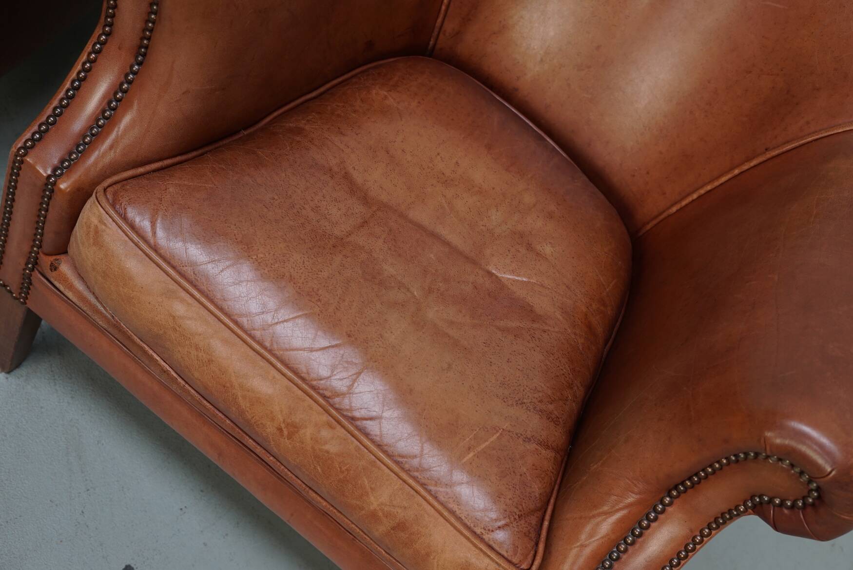 Vintage Dutch Leather Club Chairs in Cognac, Set of 2