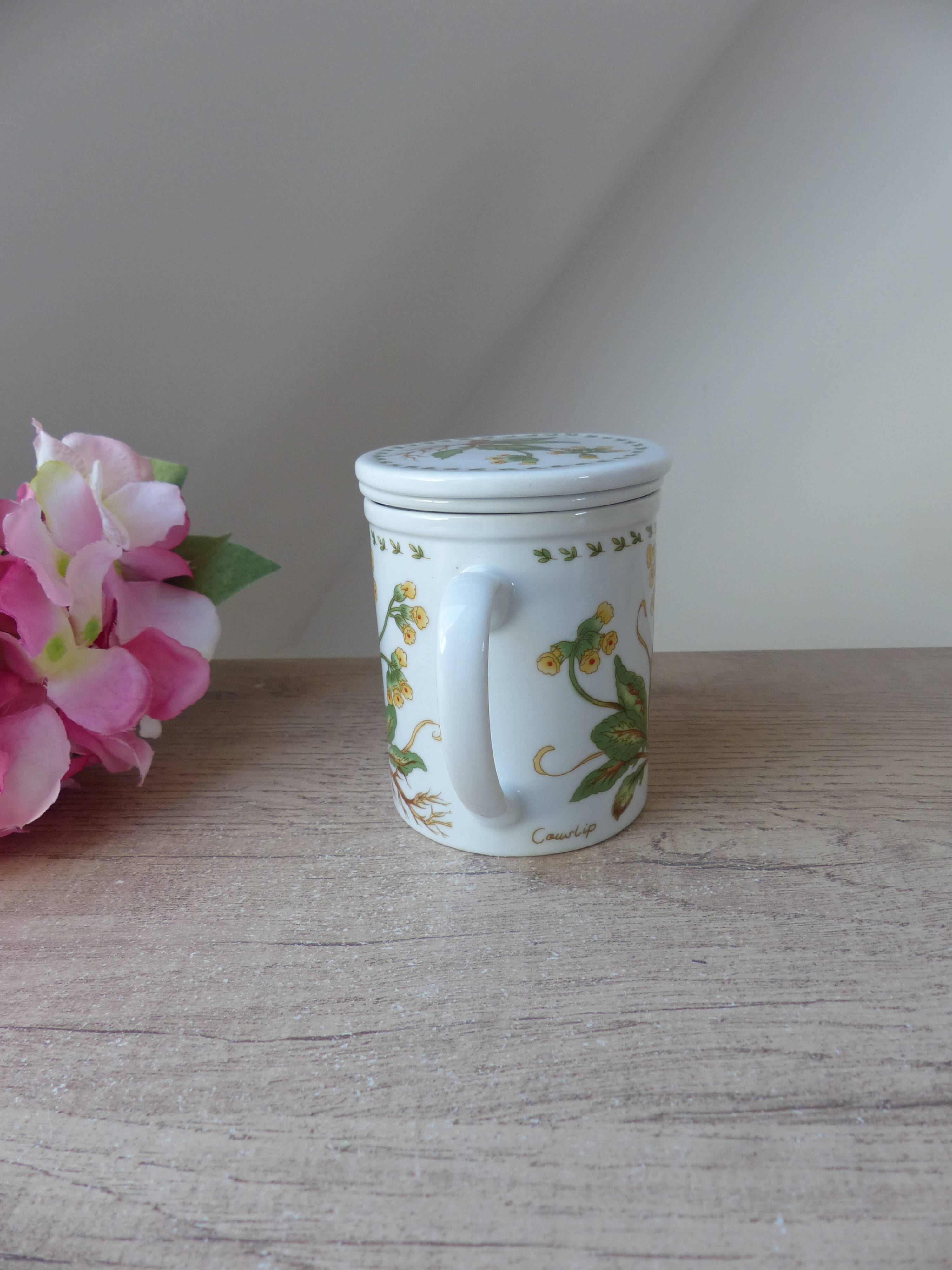 Tasse à Infusion En Céramique Avec Filtre - 500 Ml, Poignée En Bois, Couvercle Multifonction - Idéale Pour Thé Et Tisanes (bleu)