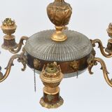 Golden bronze and glass chandelier