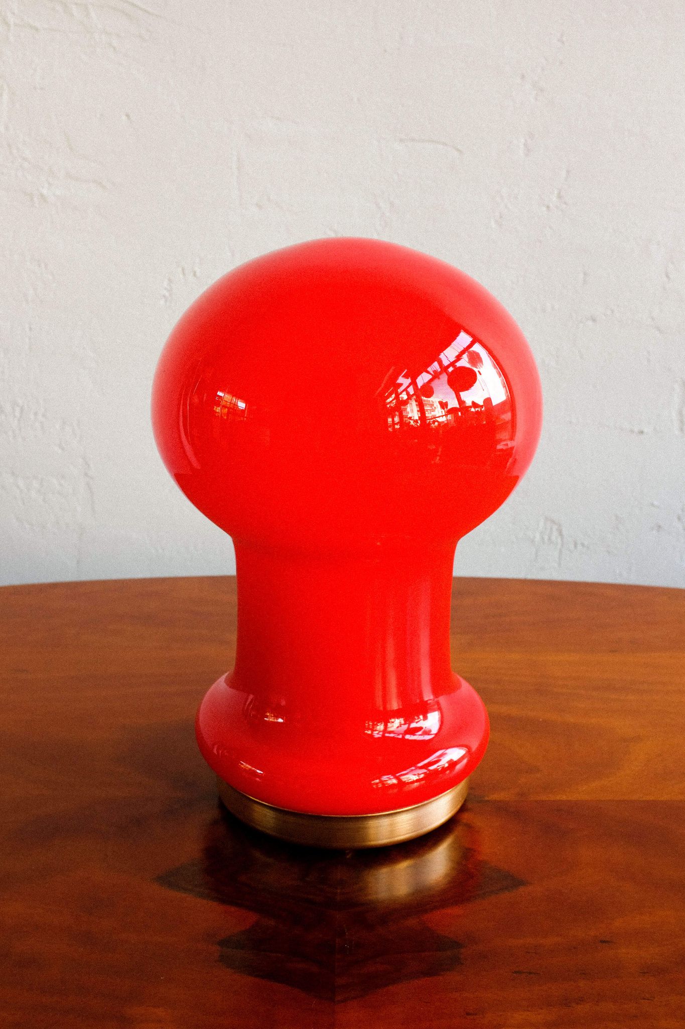 Space age czechoslovak opaline red glass table lamp, 1970s