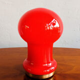 Space age czechoslovak opaline red glass table lamp, 1970s