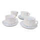 4 White cups and saucers