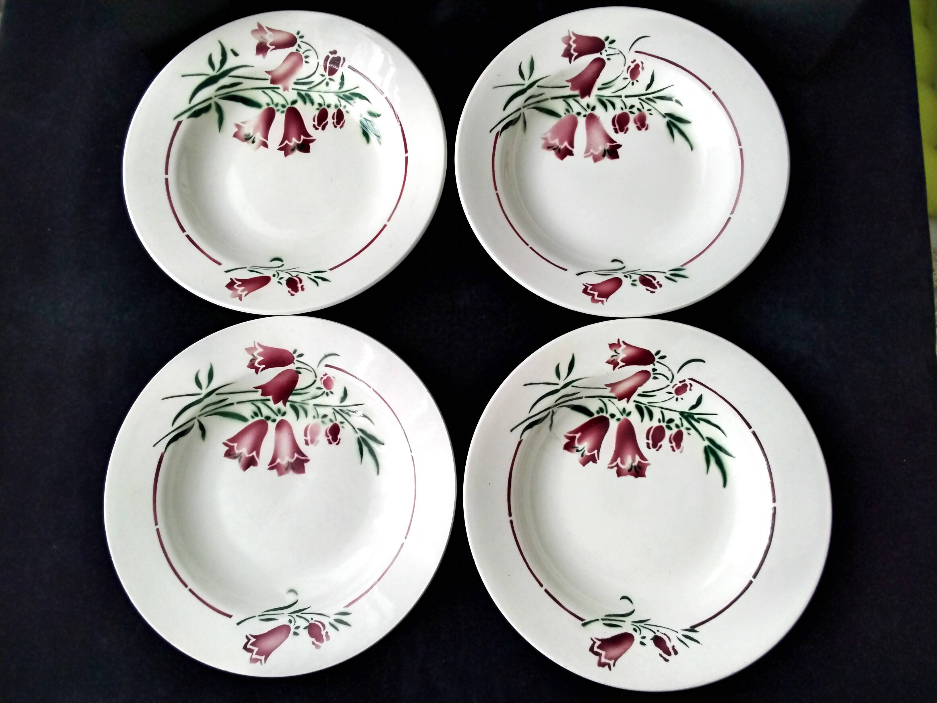 4 deep plates from St Amand L'Amandinoise earthenware