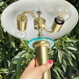 70s Grande Lampe Champignon Vintage - Verre &Métal Doré