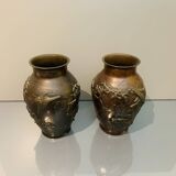2 grand vases Japonais en bronze Dai Nihon Yoshida zō Japon Meiji 19ème siècle