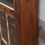 Small wooden glass cabinet with retractable door