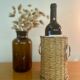 Range bottle in rattan and vintage metal