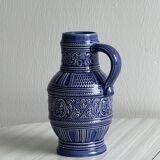 Blue ceramic pitcher
