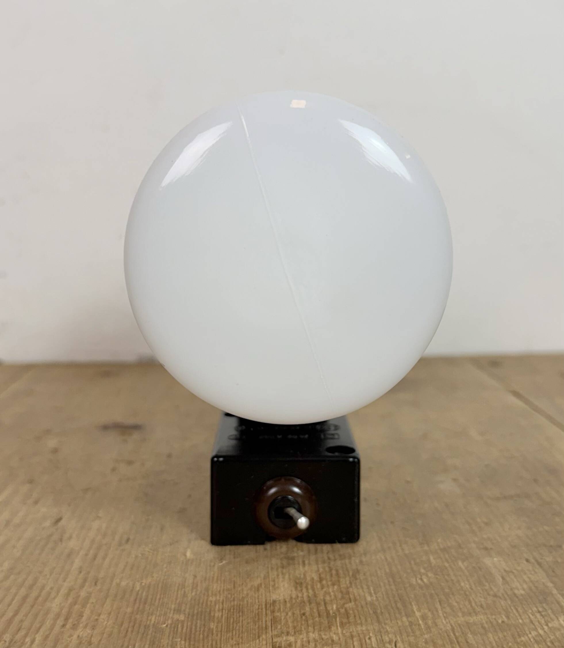 Industrial Brown Bakelite Wall Light with Milk Glass, 1960s