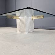 Travertine and brass coffee table by Artedi, 1980s