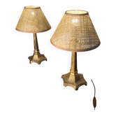 Paire de lampes en régule doré, 1960