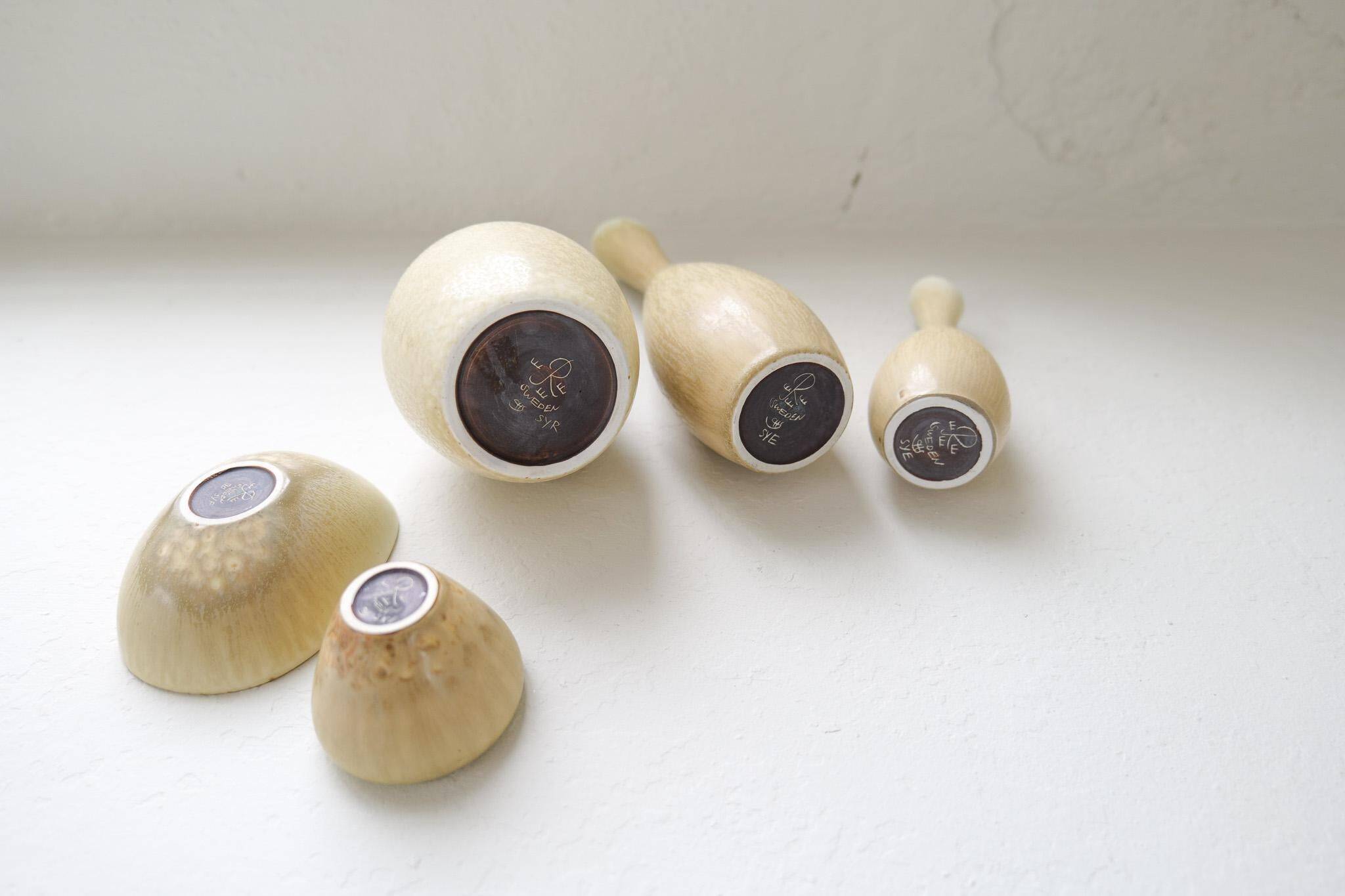 Group of 5 Mid-Century Modern Vases Rörstrand Sweden 1950