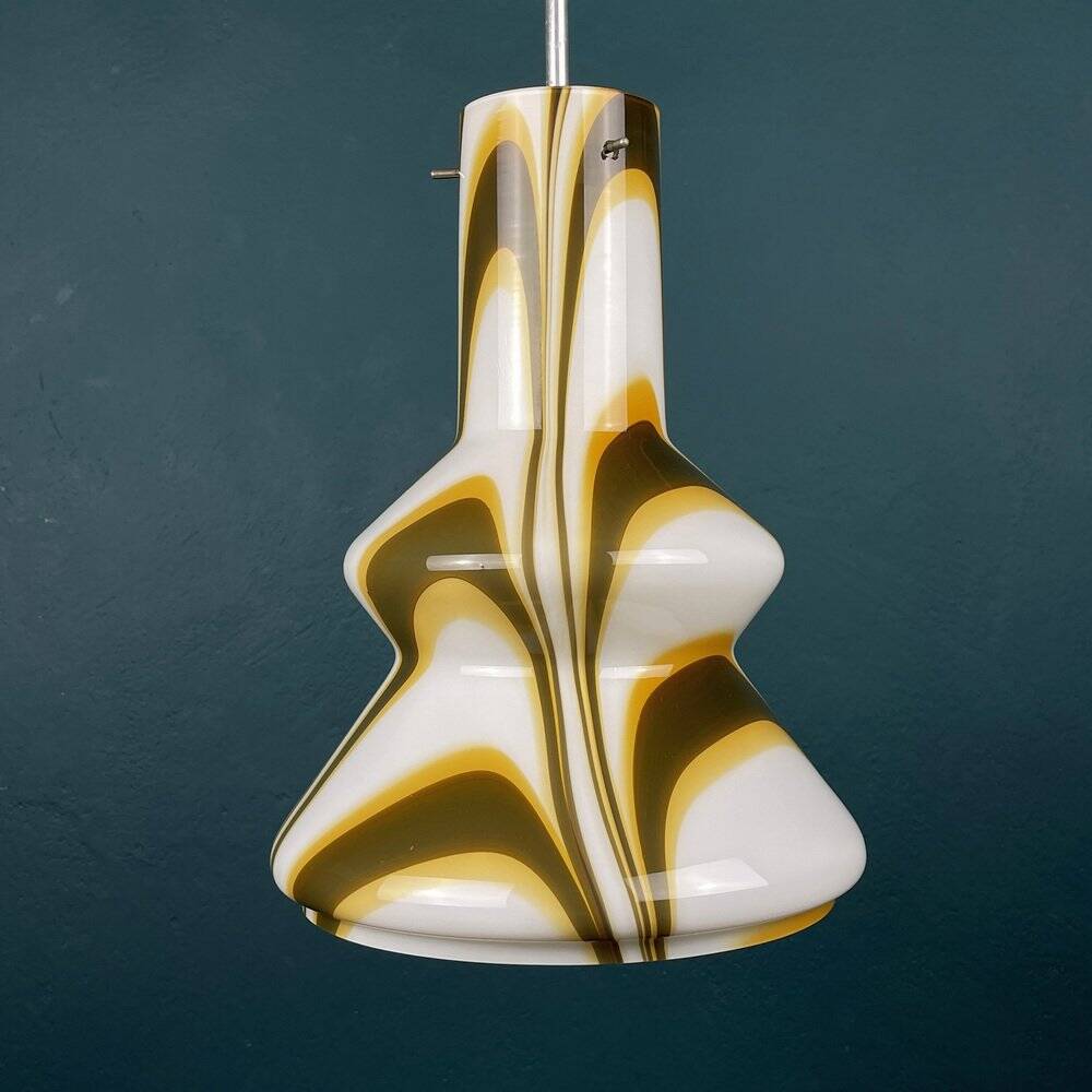 Mid-century brown opaline glass pendant, Murano, Italy, 1950s