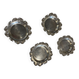 Set of 4 silver metal bottle coasters