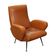 Small vintage armchair in faux leather, metal and brass, 1950s-1960s design.
