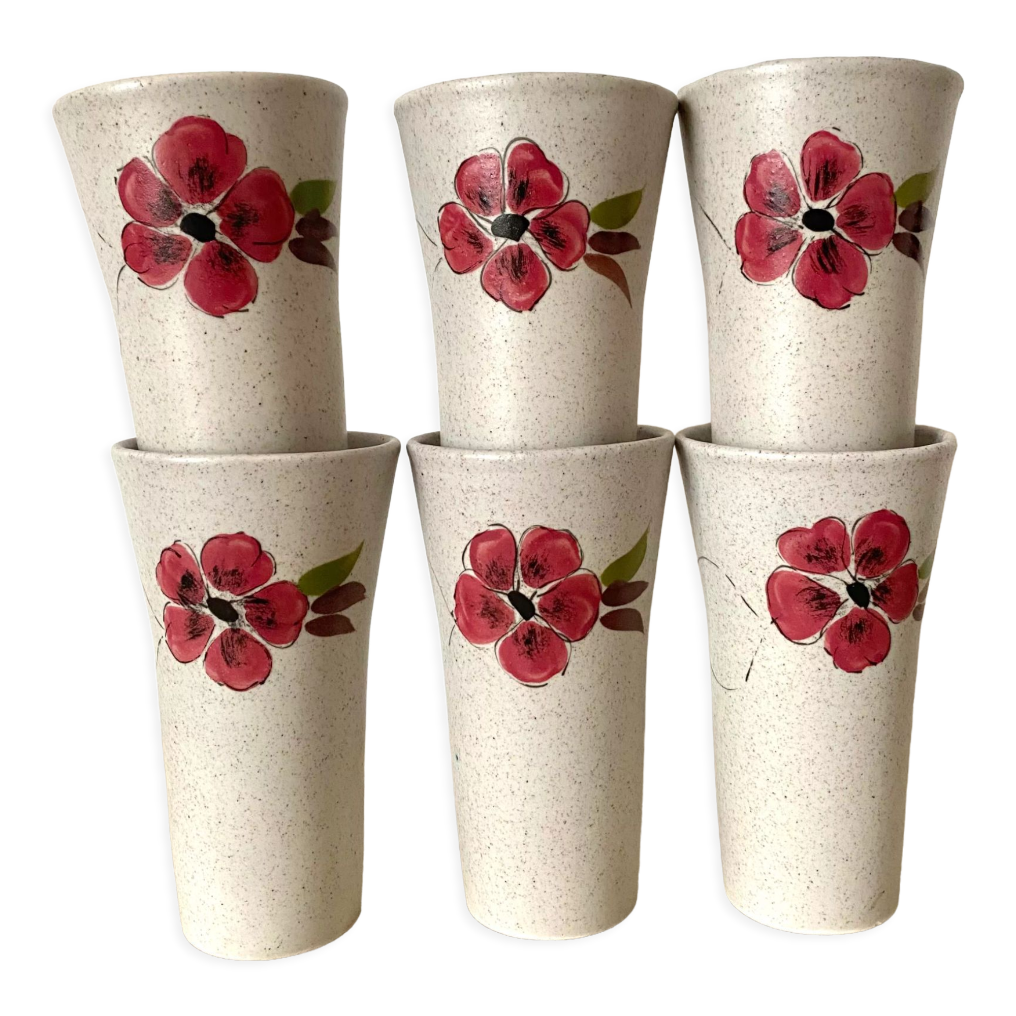 Glasses in vintage floral stoneware