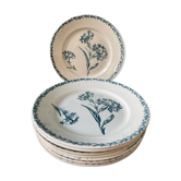 Lot de 8 assiettes Terre de Fer 1900 K.G Lunéville, modèle « Œillet »