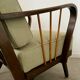 Set 2 old designer fireside chairs from the 50s wood and vintage fabric