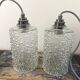 Set of two new vintage electrified bubble glass walking lamps
