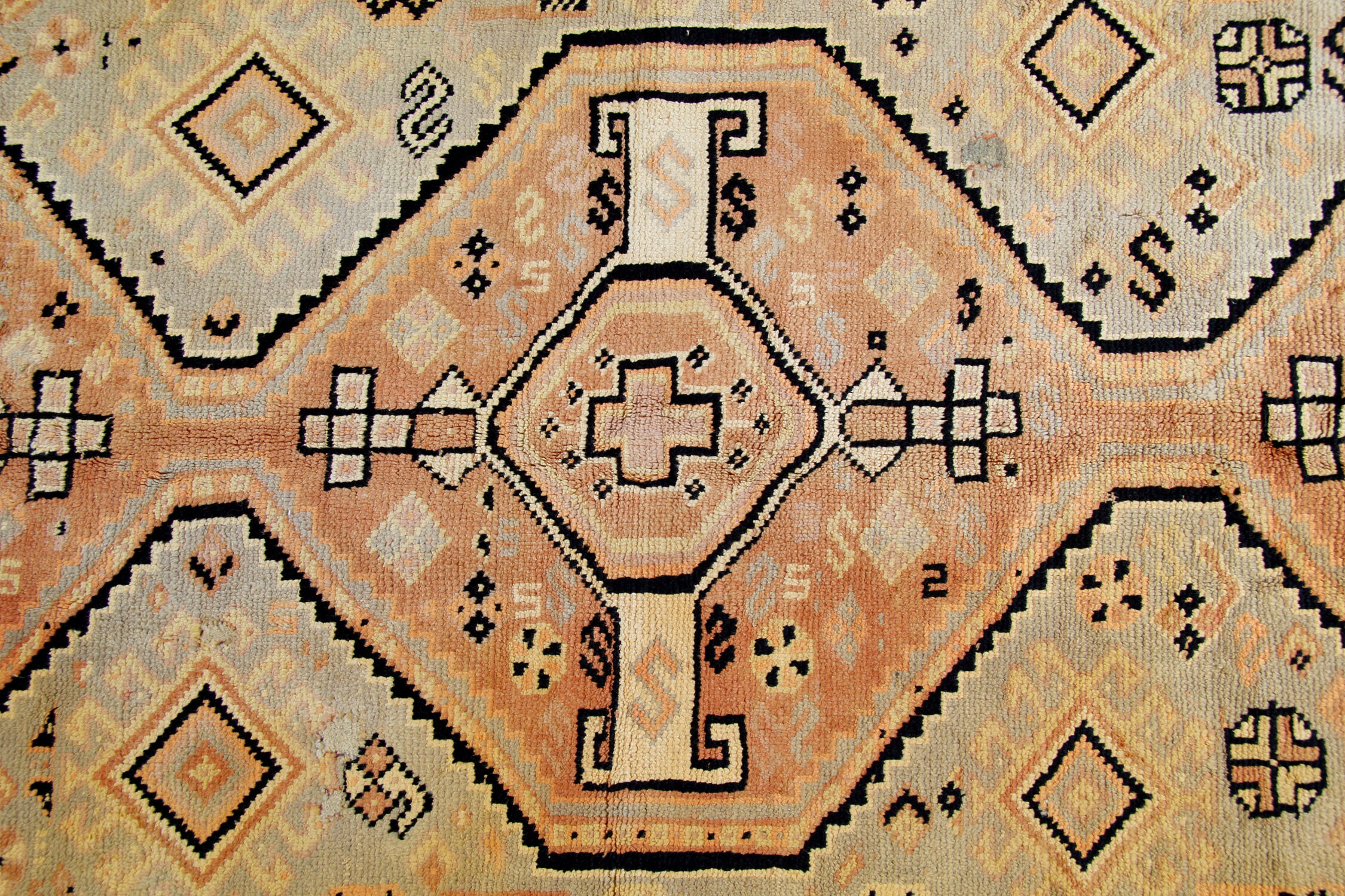 Persian Cream Tribal Runner Rug Handwoven Long Wool Carpet- 130x285cm