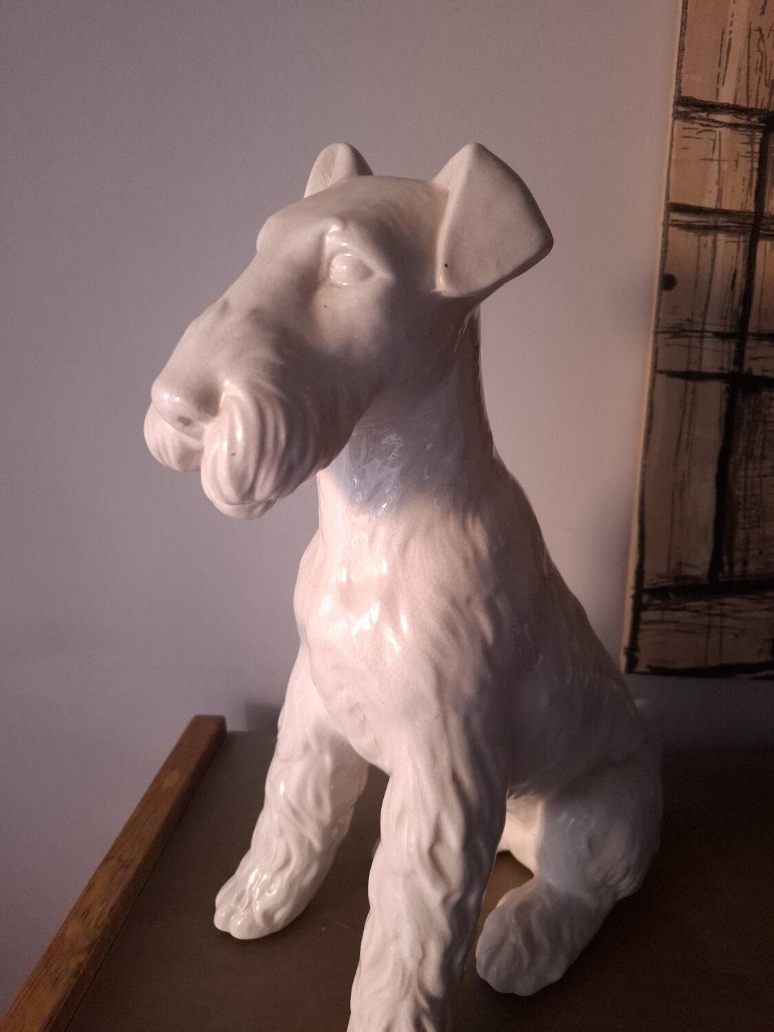Fox Terrier Cracked Ceramic Dog