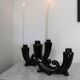 Pair of Art Deco candle holders in black ceramic