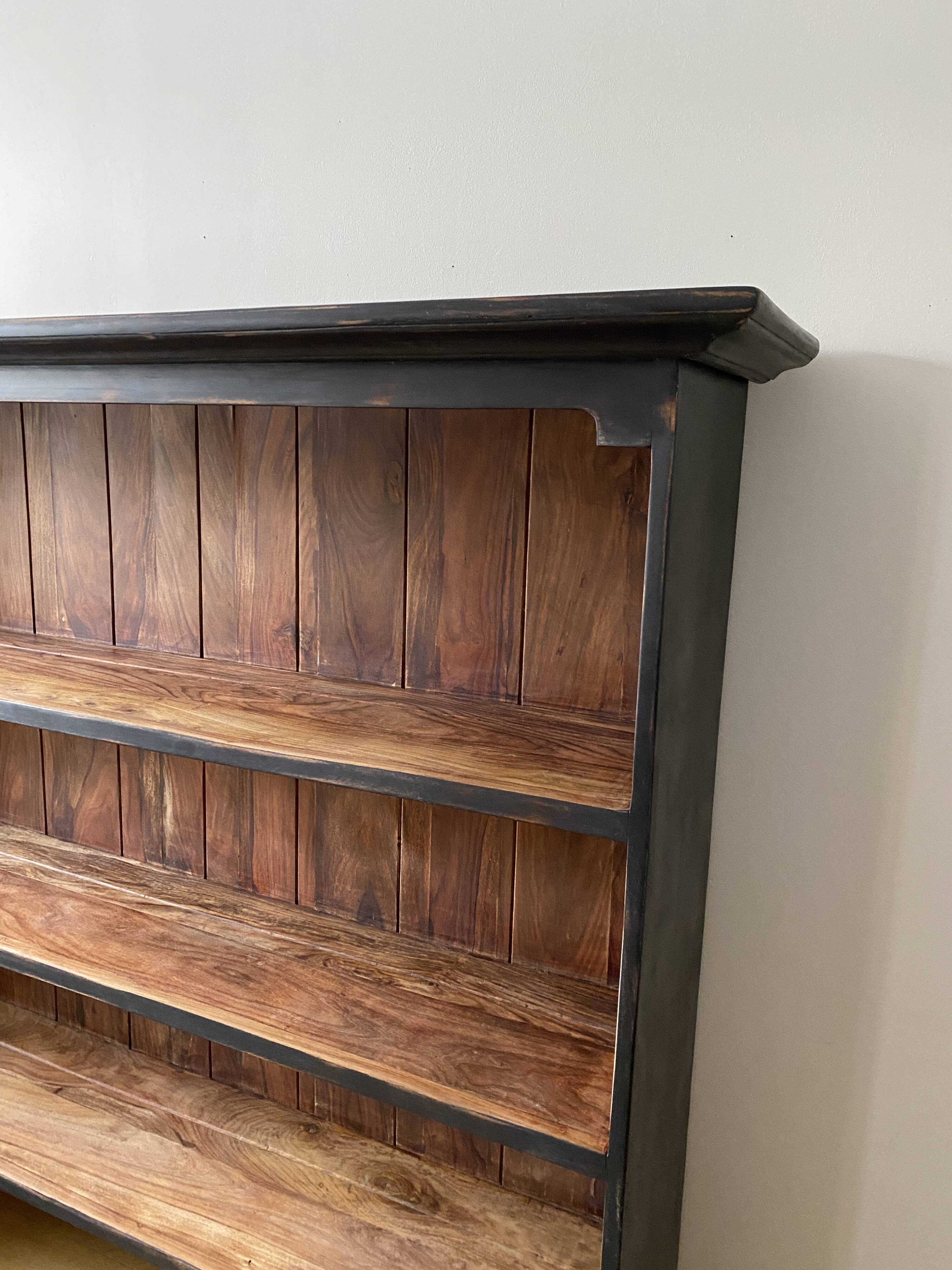 Top of dresser, bookcase, shelves