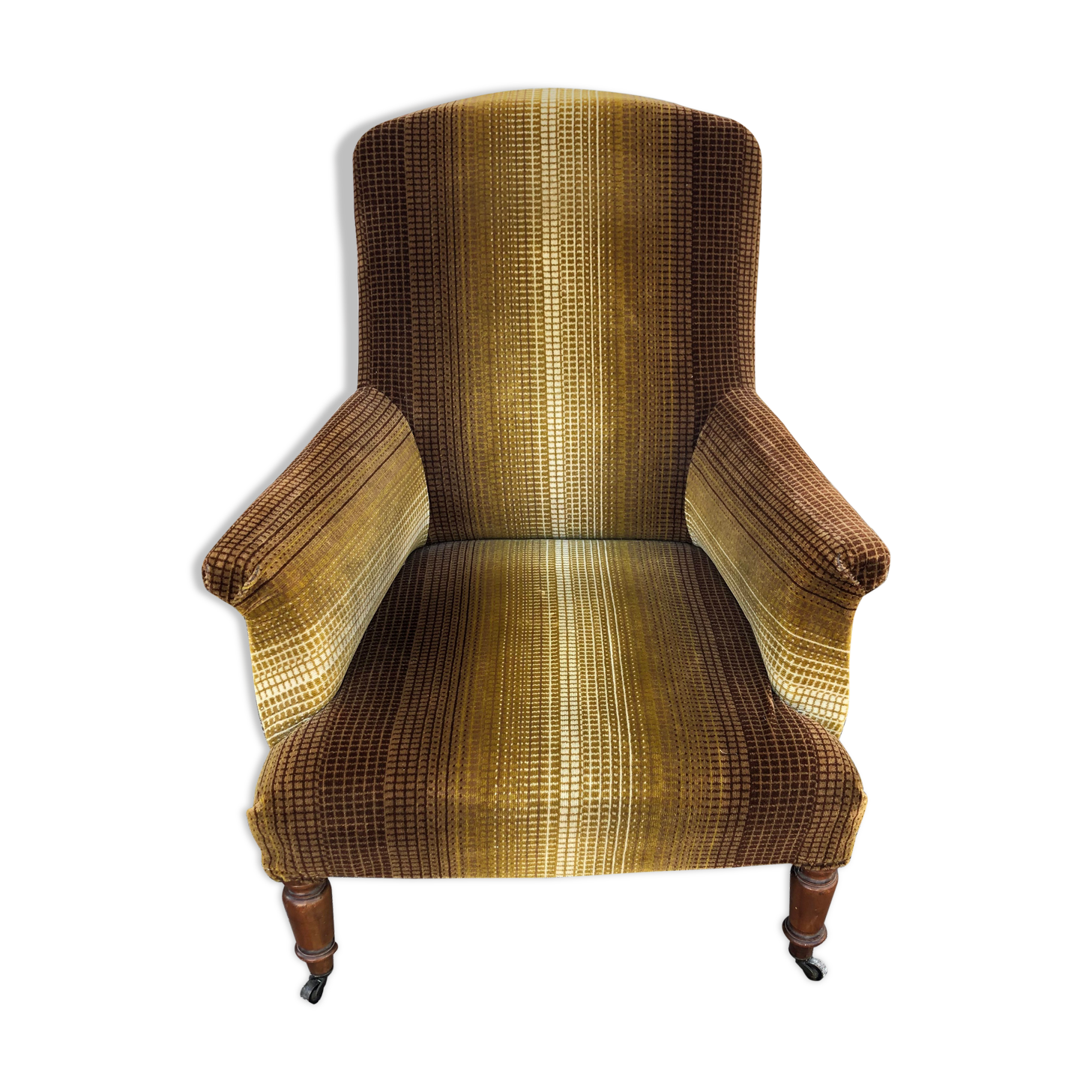 Striped velvet armchair