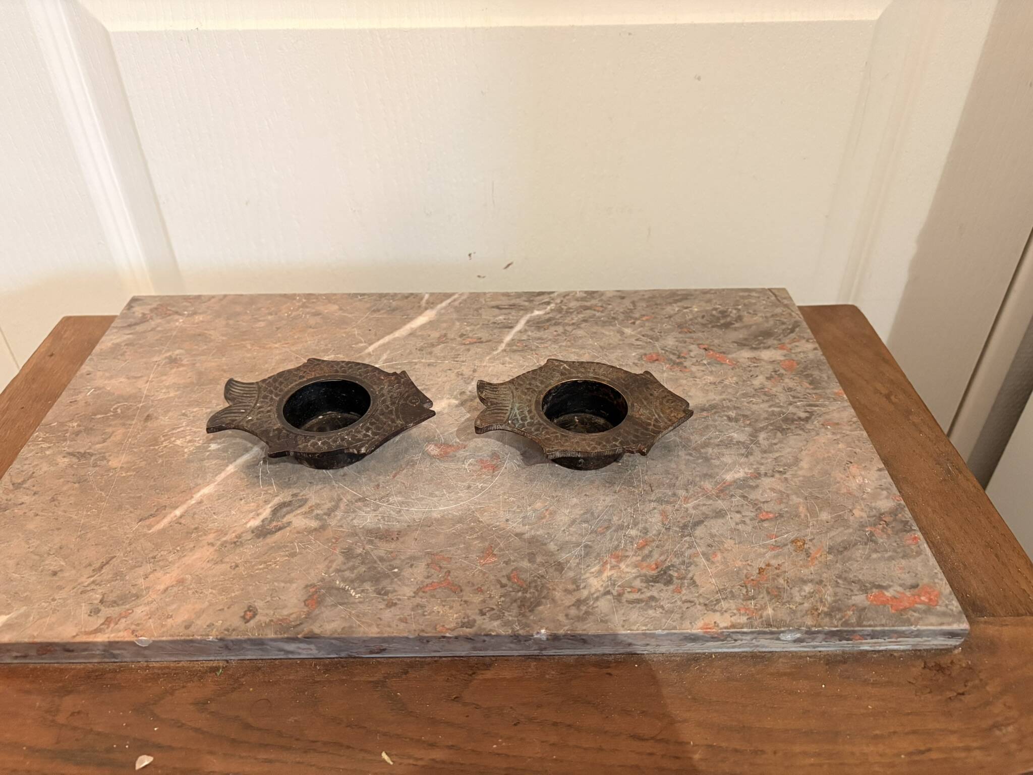 Indian Nepalese Buddhist Bronze Fish Vishnu Candle Holder Lantern