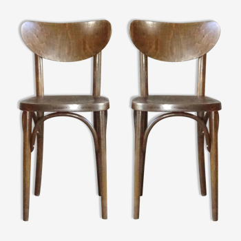 Deux chaises Thonet bistrot vintage 1960 " banane" assise bois