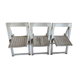 Trio de chaises pliantes vintage années 60