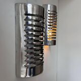 Pair of vintage wall lights, chrome metal, France 1970