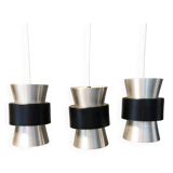 Three beautiful smaller pulley-shaped hanging lamps 1970-80s Denmark.