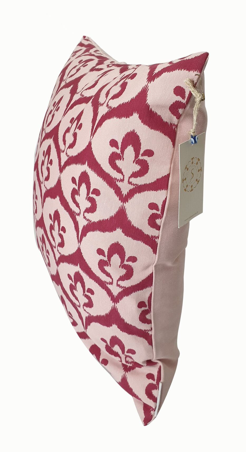 Pink / raspberry ikat style ottoman cushion cover - 50 x 50