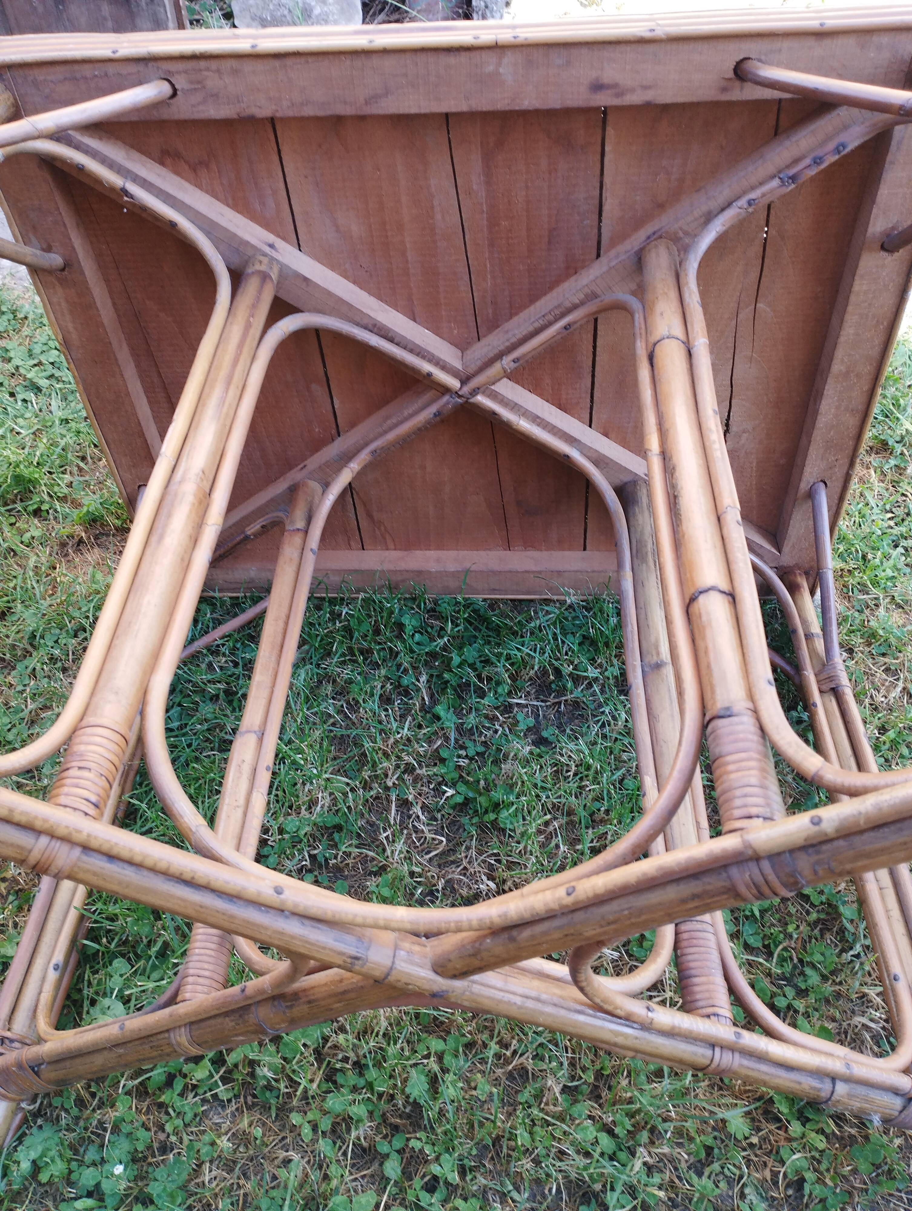 Old rattan table