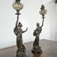 Pair of Art Nouveau oil lamps in cast iron