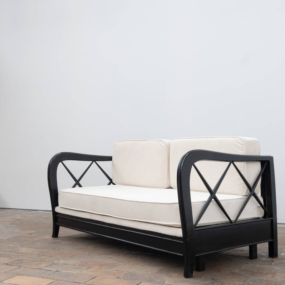 Modular Sofa in Velvet and Wood by Paolo Buffa, 1950s