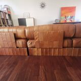 Canape modulaire DE SEDE DS88 cuir patchwork cognac