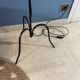 Tripod floor lamp in vintage wrought iron lampshade in cannage
