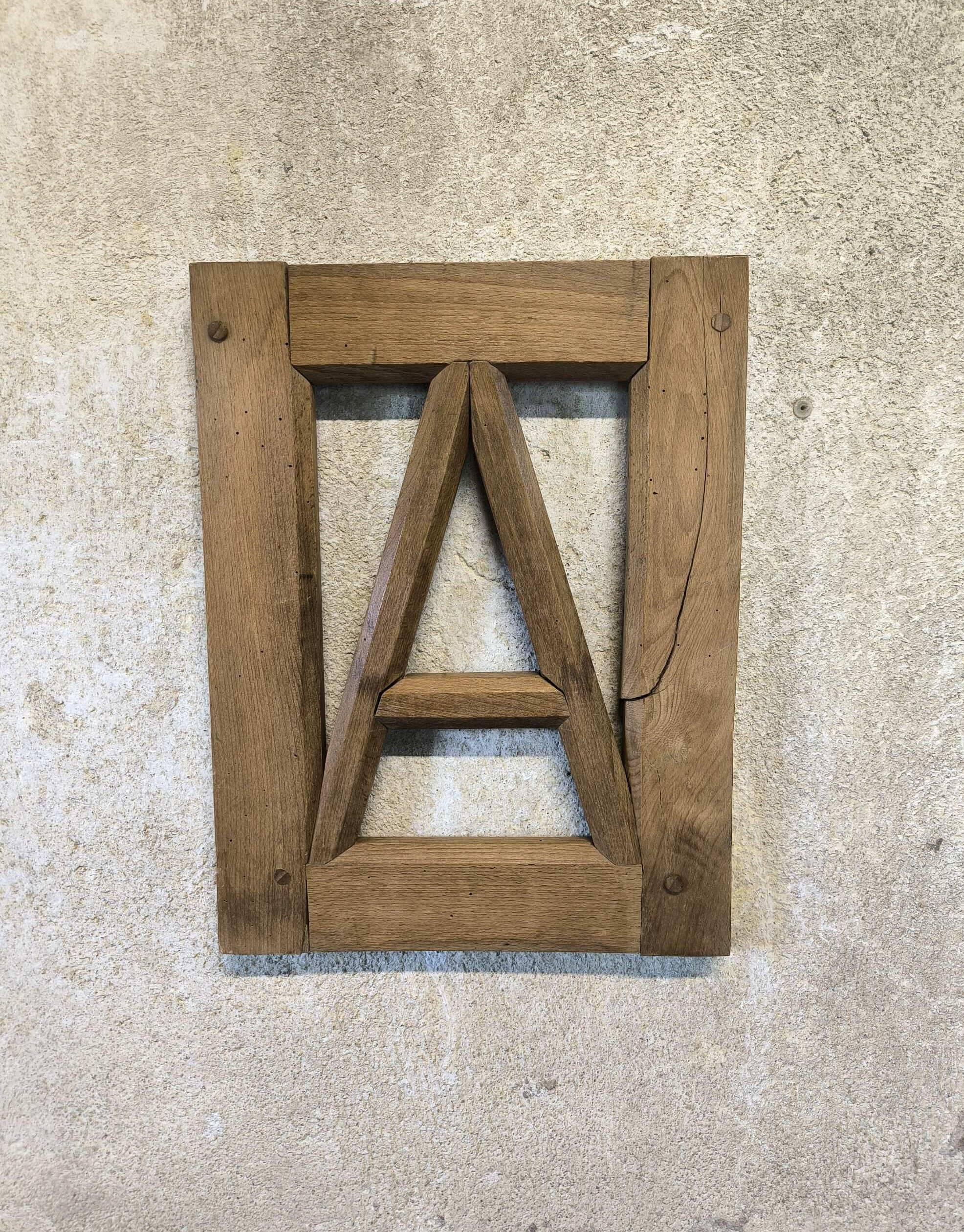 Vintage wooden frame letter A