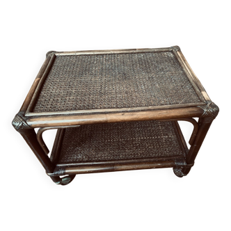 Rattan and bamboo serving table