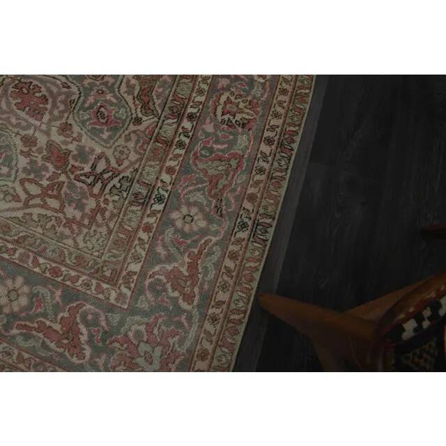 1970s Vintage Persian Handmade Wool Cotton Pink Area Rug 243x353