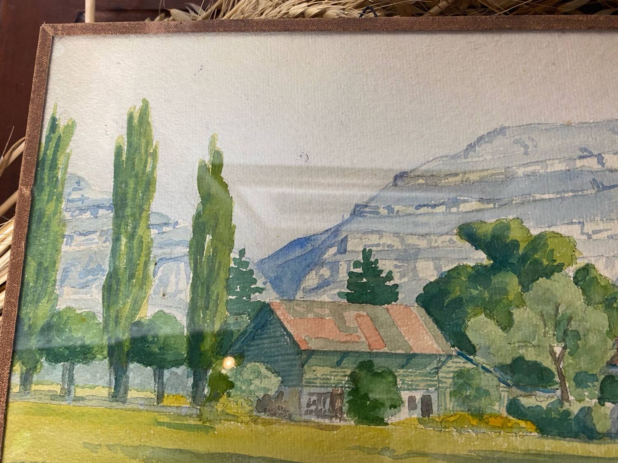 Aquarelle paysage signée de 1936