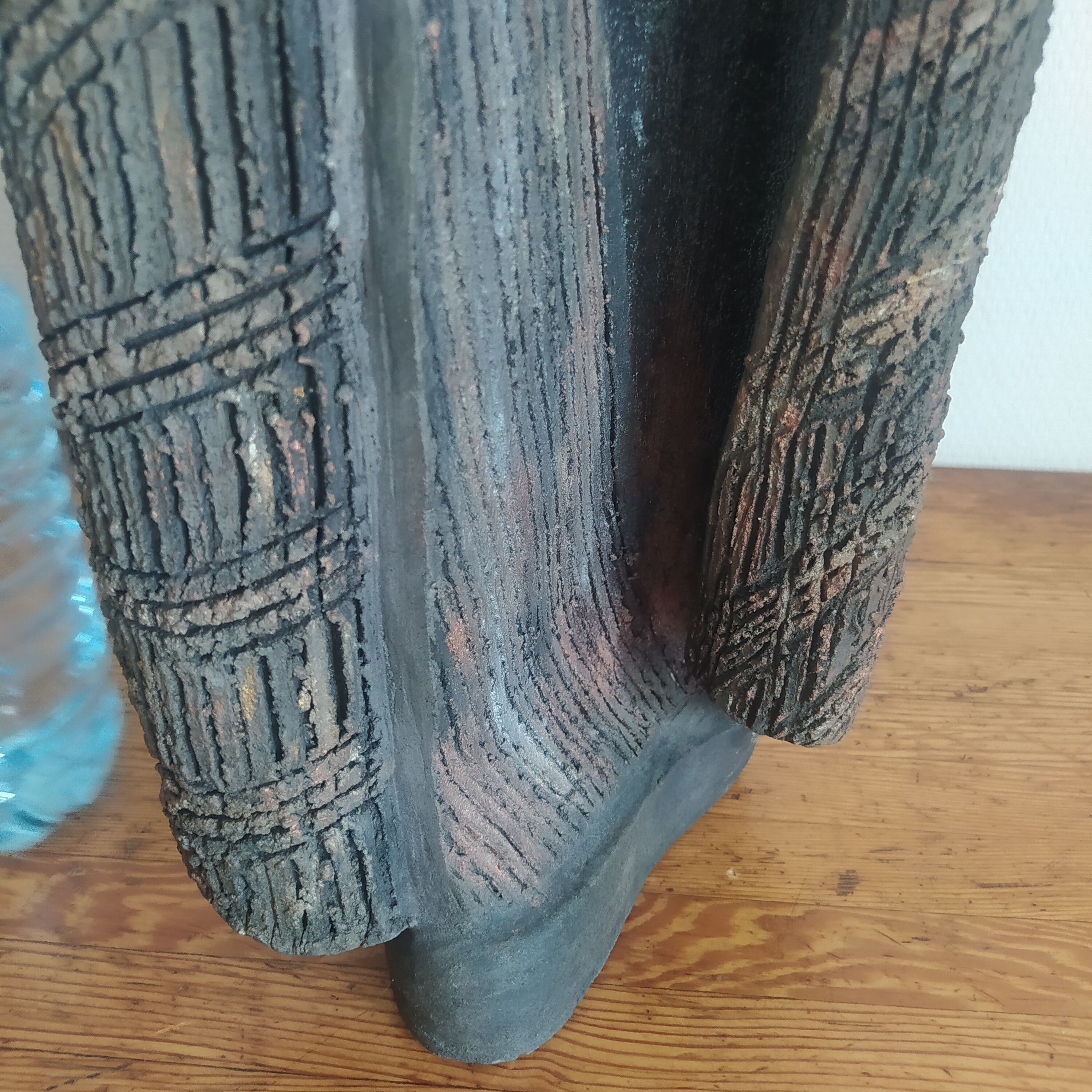 Raku scarified vase
