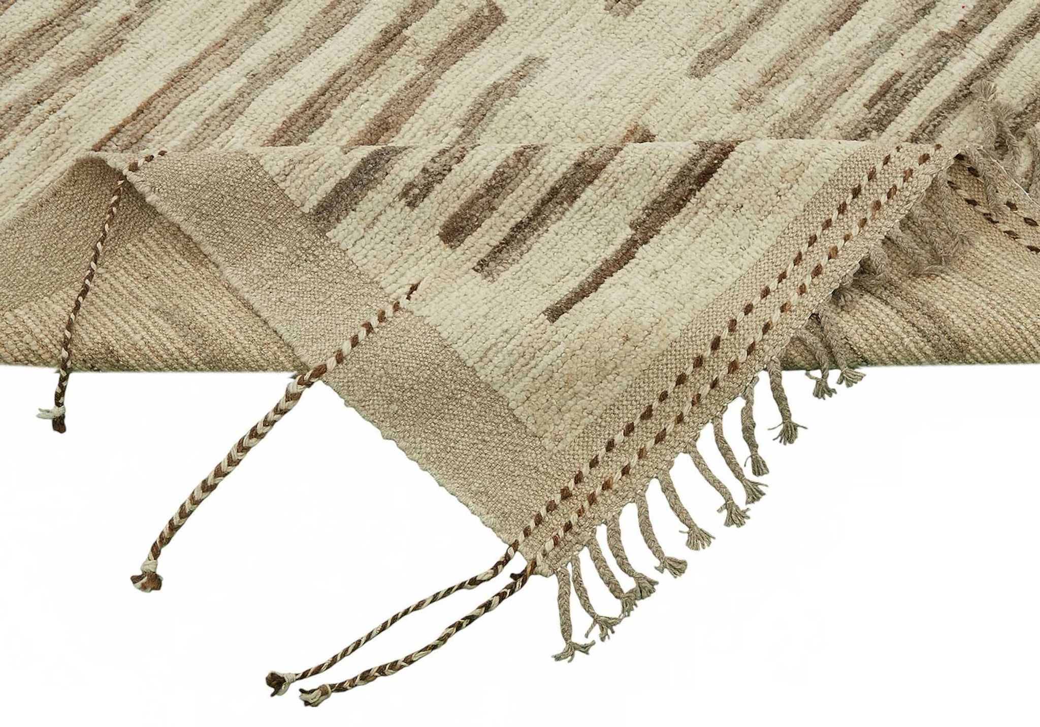 Tapis turc rustique tissé à la main en laine beige 276 cm x 358 cm